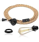 Pendelleuchte Kit mit Schalter - Vintage Lampenkabel mit 4.5 Meter gedrehten Hanfseil E27 Lampenf...