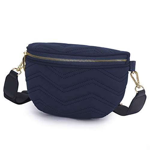 Wind Took Riñonera Mujer Bolso Riñoneras de Moda Bolso Bandolera Mujer Bolso Hombro con Correa Ajustable para Diario Viaje y Compras 21 x 8.5 x 14 cm Azul