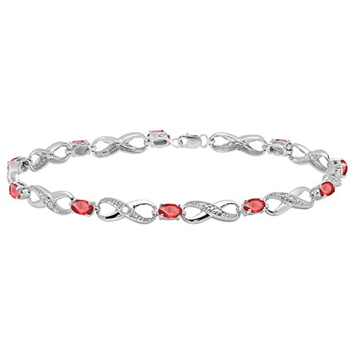 Dazzlingrock Collection 5X3 Mm Each Oval Ruby & Round White Diamond Ladies Infinity Link Tennis Bracelet, Sterling Silver #TOP27