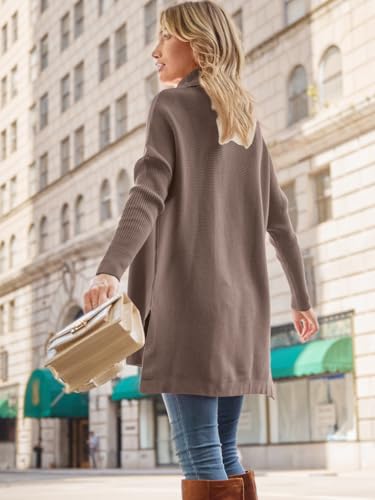 Image of LILLUSORY Women's Turtleneck Oversized Sweaters Long Batwing Sleeve Spilt Hem Tunic Pullover Knit Tops