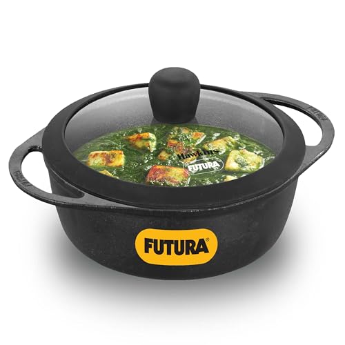 Hawkins Futura 1.25 Litre Cast Iron Baby Casserole, Naturally Nonstick Cast Iron Pot with Glass Lid, Cookware for Kitchen, Black (CIC125G) Hawkins Futura 1.25 Litre Cast Iron Baby Casserole, Naturally Nonstick Cast Iron Pot with Glass Lid, Cookware for Kitchen, Black (CIC125G)