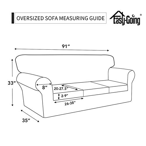 Image of Easy-Going 4 Pieces Oversized Stretch Couch Cover for Dogs Washable | Sectional Sofa Slipcover for 3 Separate Cushion Couch - Elastic Furniture Protector for Pets, Kids Taupe