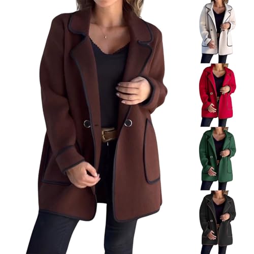 Mmoneyake Womens Cropped Wool Jacket Lightweight Short Pea Coat Embroidered Contrast Trims Blazer Jackets Cardigan Outwear4