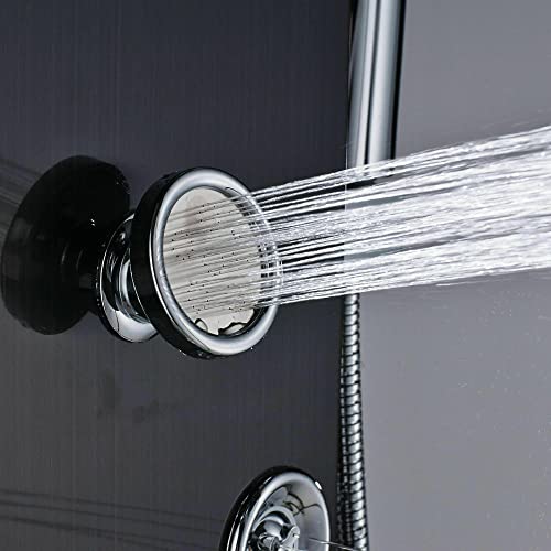 Columna de Ducha de Acero Inoxidable con Panel LED, Sistema de Masaje y Lluvia, Negro, Modelo 8009 miniatura 6