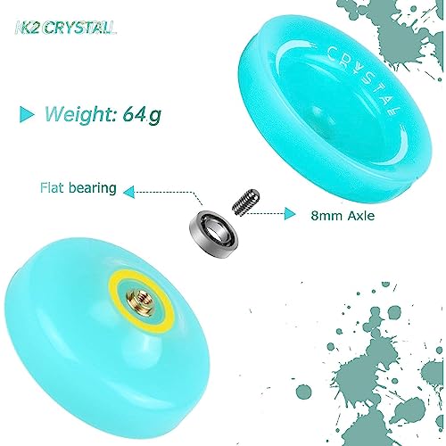 Image of MAGICYOYO K2 Crystal Responsive Yoyo for Kids 8-12 & Beginners, Durable PC Responsive Yoyo Professional with Finger Spin Hub, Includes 12 Yo yo Strings, Glove & Bag (Lake Blue)