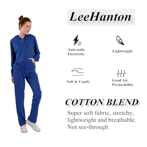 Image of LeeHanTon Womens Jogging Suits Sets Running Outfit Zipper Warm Up 2 Pieces Hoodie and Pant Tracksuit