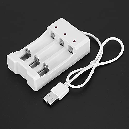 KUIDAMOS Cargador USB de 3 Ranuras, Resistente Al Medio Ambiente, ABS Blanco, Resistente a Altas Temperaturas, para Pilas AA/AAA, Estable y Duradero, para Todos los Países