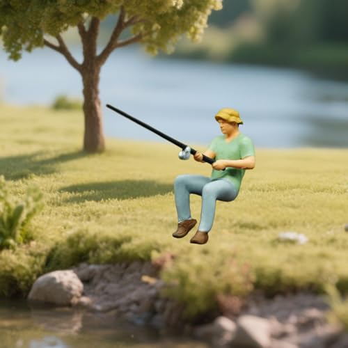 Accessoires de scène miniatures et figurines de simulation de pêche en résine