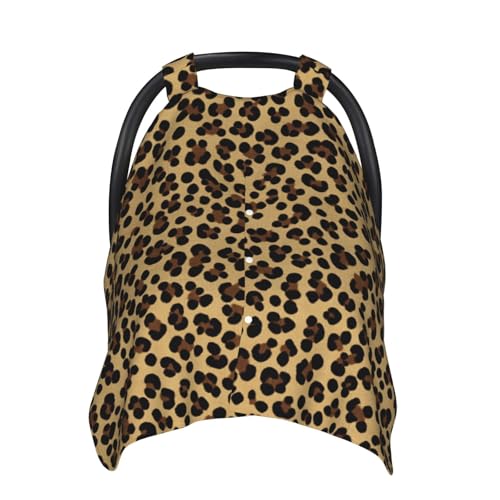 Image of KiuLoam Animal Leopard Cheetah Print Baby Car Seat Canopy, Nursing Cover Breastfeeding Scarf, Stretchy Soft Breathable Infant Carseat Cover for Babies Boys Girls