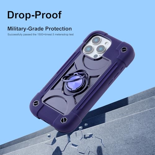 Image of MARKILL Compatible with iPhone Case with Ring Stand, Military Grade Drop Protection Full Body Rugged Heavy Duty Protective Durable Cover iPhone. (Deep Purple, iPhone 16 Pro 6.3 inch)