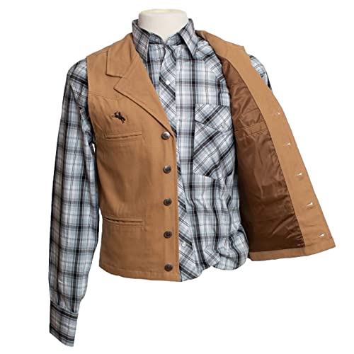 Image of Wyoming Traders Mens Tan Canvas Bronco Vest Tan S