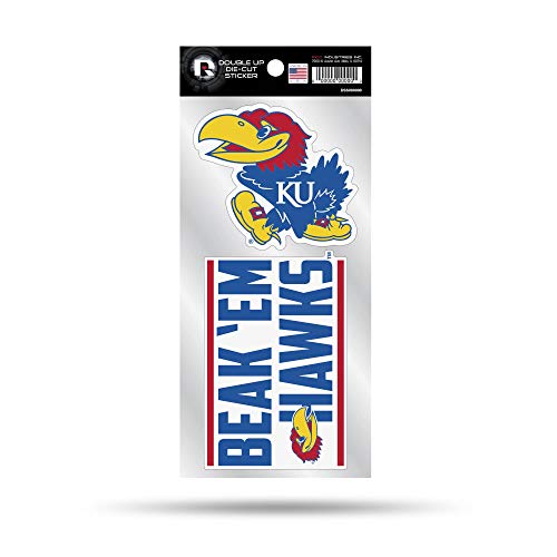 Rico Industries NCAA Kansas Jayhawks Double Up Die Cut 2-Piece Sticker Sheet