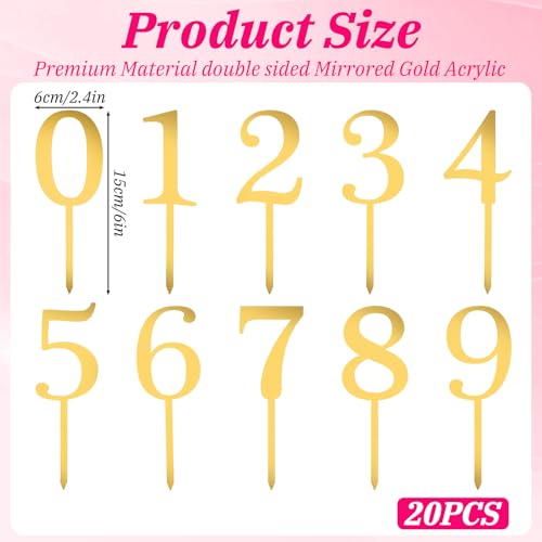 Tucnoeu 583384_1_JBBH8PPC 20Pcs Acrylic Numbers For Cake 0-9 Number Birthday Cupcake Toppers Gold Acrylic Cake Topper thumb #1