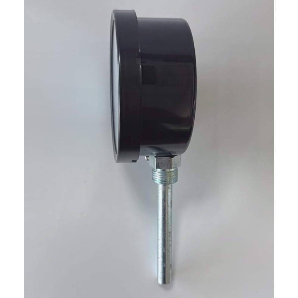 Termometro bimetallico 0-120°C con manicotto da 1/2" per immersione, 100 mm, in acciaio inox, per caldaia, riscaldamento, griglia, barbecue