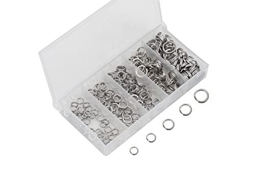 GREATFISHING 200PCS High Strength Heavy Stainless Steel Split Ring Lure Tackle with Fishing Pliers 30lb to 120lb Test(200pc 5-9mm Ring)