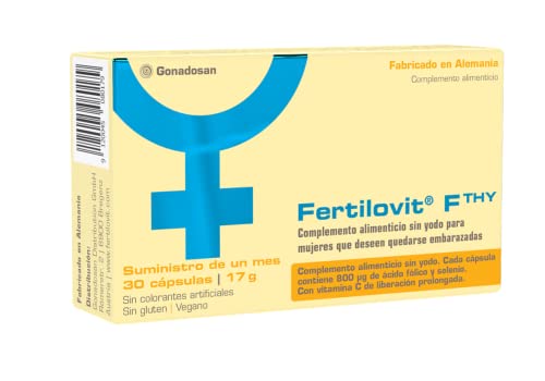 Fertilovit® F THY | Vitaminas para la Concepción sin Yodo | Veganas | Tiroides | Hashimoto | Selenio | 30 Cápsulas para 30 Días