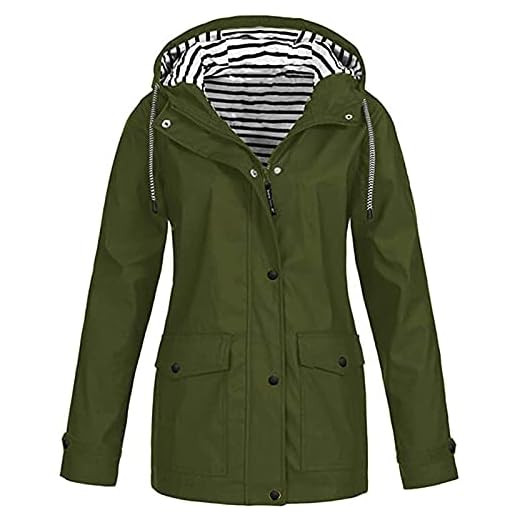Kvinnor VattentäT Dragkedja Regnjacka EnfäRgad Dam Utomhus BergskläTtring LäTt Regnrockar,Army green,XL