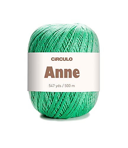 Image of CIRCULO Anne Yarn for Crocheting & Knitting, 100% Mercerized Brazilian Virgin Cotton, Soft Fingering Weight, 547 Yds, 5.19 Oz - Color 5215 Peppermint
