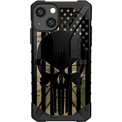 UAG [Apple iPhone 13 ProMAX 6.7" 3-Camera] Limited Edition Urban Armor Gear Case by EGO Tactical - Punish Skull on Subdued US Flag on Multicam Scorpion OCP