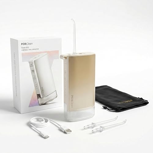 Image of THIN601 Electric Water Flosser for Teeth Cleaning, Portable Oral Irrigator with 2 Tips, 160 PSI, 4 Modes, Dual Water Tanks, IPX7 Waterproof Cordless Dental Flosser implants - 1 Year Warranty