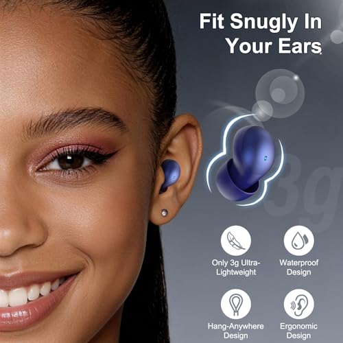 Sleep Earbuds Bluetooth 6.0 in Ear, Sleep Headphones with Sleep Monitor APP, 2026 Mini Sleep Ear Buds with Small Earplugs for Side Sleepers, 48H Playtime Sleep Earphones with Sleep Mode Deep Blue - image 3