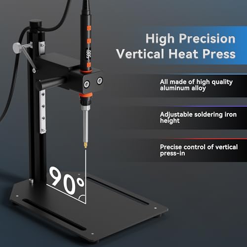Image of Vertical Heat Set Insert Tool Pressing Machine with 90W Soldering Iron Brass Threaded Inserts Tool M2-M8 Tip Adapter for 3D Printed Components DIY Plastic Parts