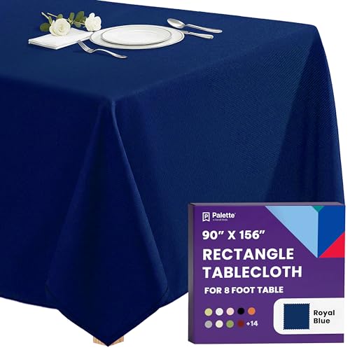 Image of Gee Di Moda Rectangle Tablecloth - 90 x 156 Inch Royal Blue Table Cloth for 8 Foot Tables with Floor-Length Drop - Heavy Duty Washable Fabric for Holiday Party, Dinner, Weddings & Baby Shower