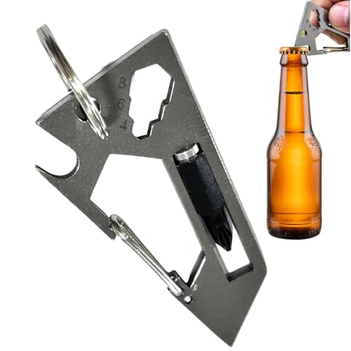 Herramienta de llavero, llavero multifuncional - Herramientas de llavero plegables multifuncionales - Rompevidrios, abridor de cerveza, llave inglesa, regla, clip de llave, al aire libre