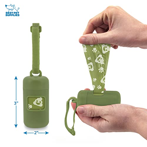 Image of Best Pet Supplies Dog Poop Bag Holder Leash Attachment Reusable Dispenser for Travel, Walking, Park, and Outdoor Use, Durable with Clip-On - Green, Pack of 2