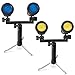Julius Studio 2 Sets Portable Continuous Double Head LED Light, Table Top Mini Lighting Kit with Blue and Yellow Color Gel Filters, Photography Video Studio Set, JSAG374