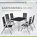 Juskys Aluminium Gartengarnitur Milano 6+1-6 Hochlehner Stühle verstellbar & klappbar mit Tisch - Gartenmöbel Set 7-teilig wetterfest - Silber