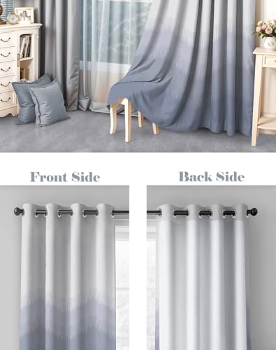 Image of Kivo Digital Print 85% Blackout Curtains for Door /Window, Thermal Insulated, Tie Back, Wider Width 50 in, Eyelet Curtains for Living Room /Bedroom (Sky Blue 7 ft Set of 1)