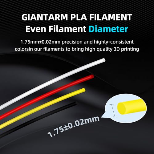 Image of PLA Filament 1.75mm, GIANTARM Classic PLA 3D Printer Filament 1kg Spool Black