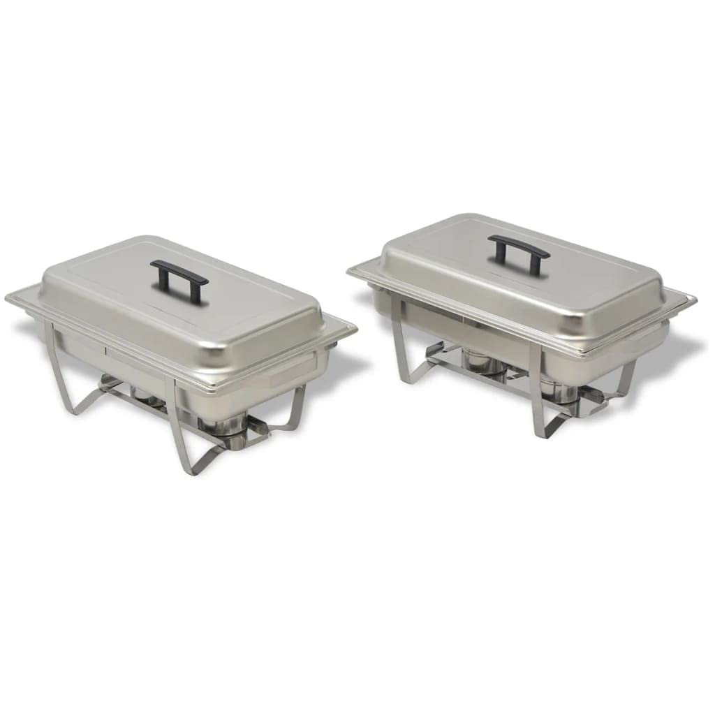 vidaXL Set Calentador Comida Buffet 2 Piezas Bandeja Hornillo Caliente Cocina