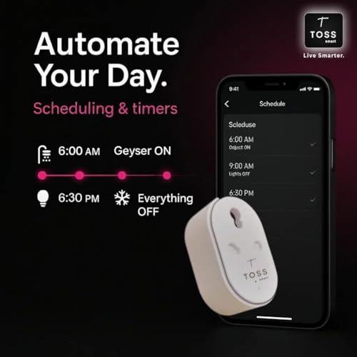 Image of Toss Smart WiFi Plug 16A with Energy Monitoring | Voice Control - Alexa & Google Assistant Compatible | Smart Socket for AC, Geyser, Water Pump, Heater & Heavy Appliances - Remote App Control