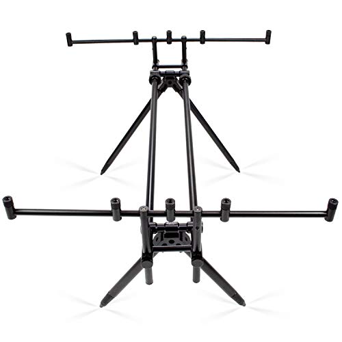 Foto von Arapaima Fishing Equipment® Rod Pod Riverbank - Rutenhalter aus Aluminium für bis zu 5 Angelruten - verstellbare Rutenauflage mit Tasche für Karpfen - und Allroundangeln - Schwarz