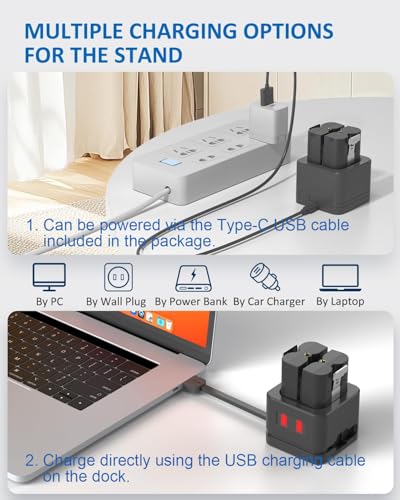 Ring Battery Charger Station, Ring Battery Charger Dock Compatible with Ring-Doorbell Camera 2/3/3 Plus/4, Peephole Cam, Spotlight Camera (Ring Batteries NOT Included) (Black)