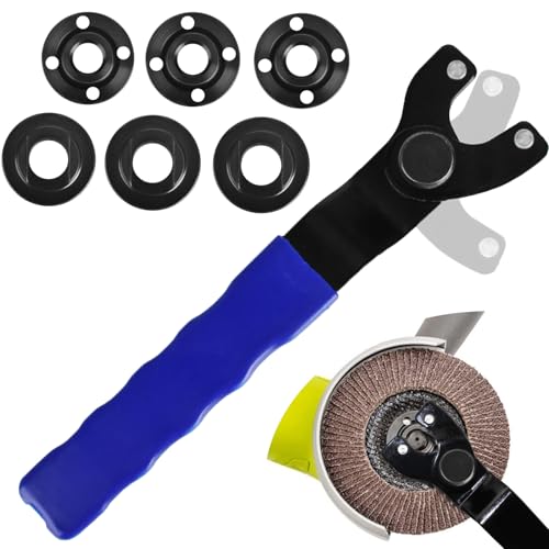 1-Pack Adjustable Angle Grinder Wrench with 3 Pairs Grinder Flange Nut
