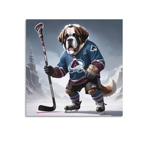 Toile joueur de hockey marron 70x70 cm, impression d'art moderne