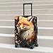 Art Fox Flower Travel Luggage Cover for Suitcase Anti-Scratch Fashion Suitcase Protector Washable Elastic Baggage Covers Fits 29-32 Inch Luggage for Travel Beach Holiday
