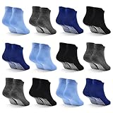 SkiBeaut 12 Pairs Kid Boy Socks- Toddler Non Slip Kids Low Cut Boys Girls Grips Anti Skid Sticky Toddlers Child Socks 5-7 Years Old