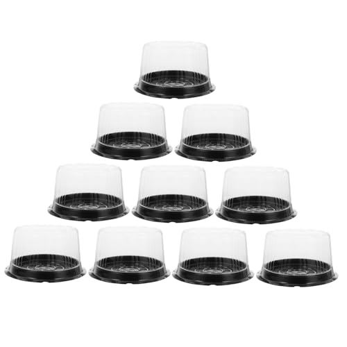 OFFSCH 10pcs Clear Cake Box Round Cake Carrier with Stable Buckle Portable Bakery Packaging for Birthday Weddings and Sweets Easy to Use
