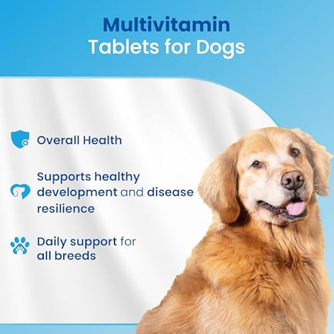 VitaliDOG Multivitamin for Dogs, Skin and Coat Supplement, Dog Prenatal Health Supplies, Vitamin A + E + B9 + B5 + H + Biotin + Amino Acids + Folic Acid for Dogs, 150 Chewable Tablets-g6HgXg0e