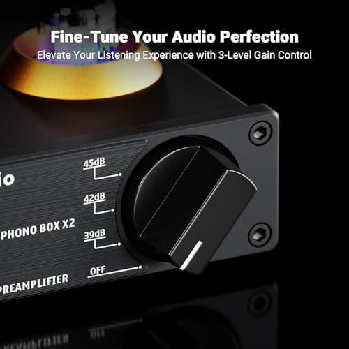 Fosi Audio Pré-Amplificador Phono Box X2 Para Pré-Amplificador Fonógrafo Giratório Mm com Gain Gear