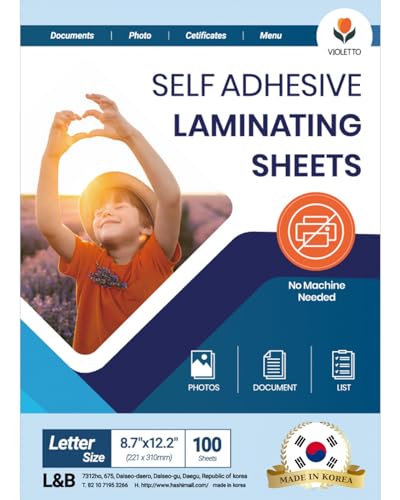 VIOLETTO Self Adhesive Laminating Sheets 12.3x17.1 inch, 20 Pack, 4mil