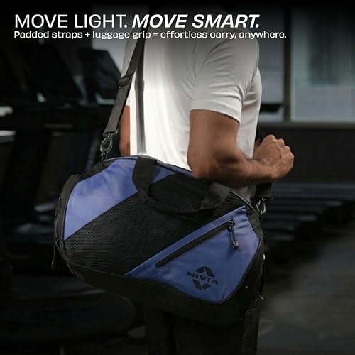 Image of NIVIA Hit 2.0 Gym Bag for Men & Women Durable, 22L Travel Duffle Bag with Spacious Main Compartment, Separate Shoe Pocket, Water-Resistant Duffle Bag for Gym, Sports, Workout & Travel Organizer(Blue)