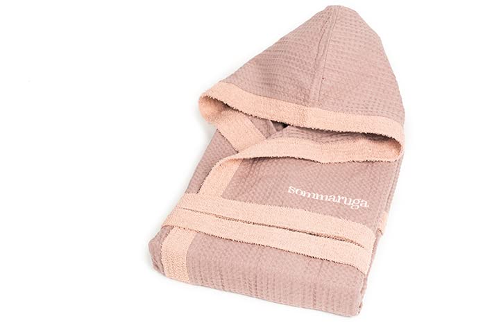 Bee Albornoz de nido de abeja con acabado de rizo de algodón 100% con capucha – Unisex – Resmaruga para BeeYourHome (Onion Rose-S)