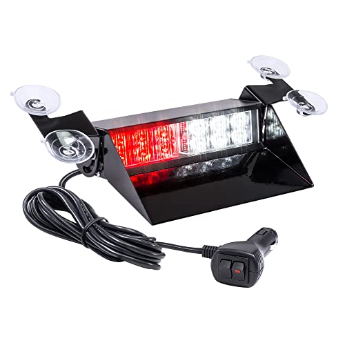 Solarblast Sbwl26 12W Red White Led Emergency Dash Light [32 Flash Modes] [Adjustable Angle] [Suction Cups] Flashing Warning Strobe Dash Windshield Light For Volunteer Firefighter Vehicles #TOP6