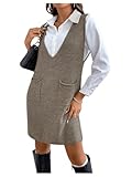 Fabric has some stretch Features: V neck, sleeveless, knit, pocket, sweater dress for women, casual dresses for women, sleeveless sweater dress for women, v neck sweater dress for women, sweater vest dress for women, knit sweater dresses for women Ma...