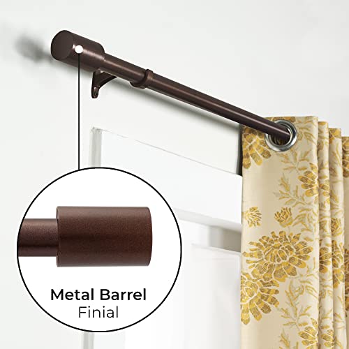 Image of Deco Window Extendable Curtain Rod for Door & Windows Adjustable Length Heavy Duty Iron Telescopic Drapery Pole with Barrel Finials (1 inch Diameter) (52 inch-144 inch, Brown)